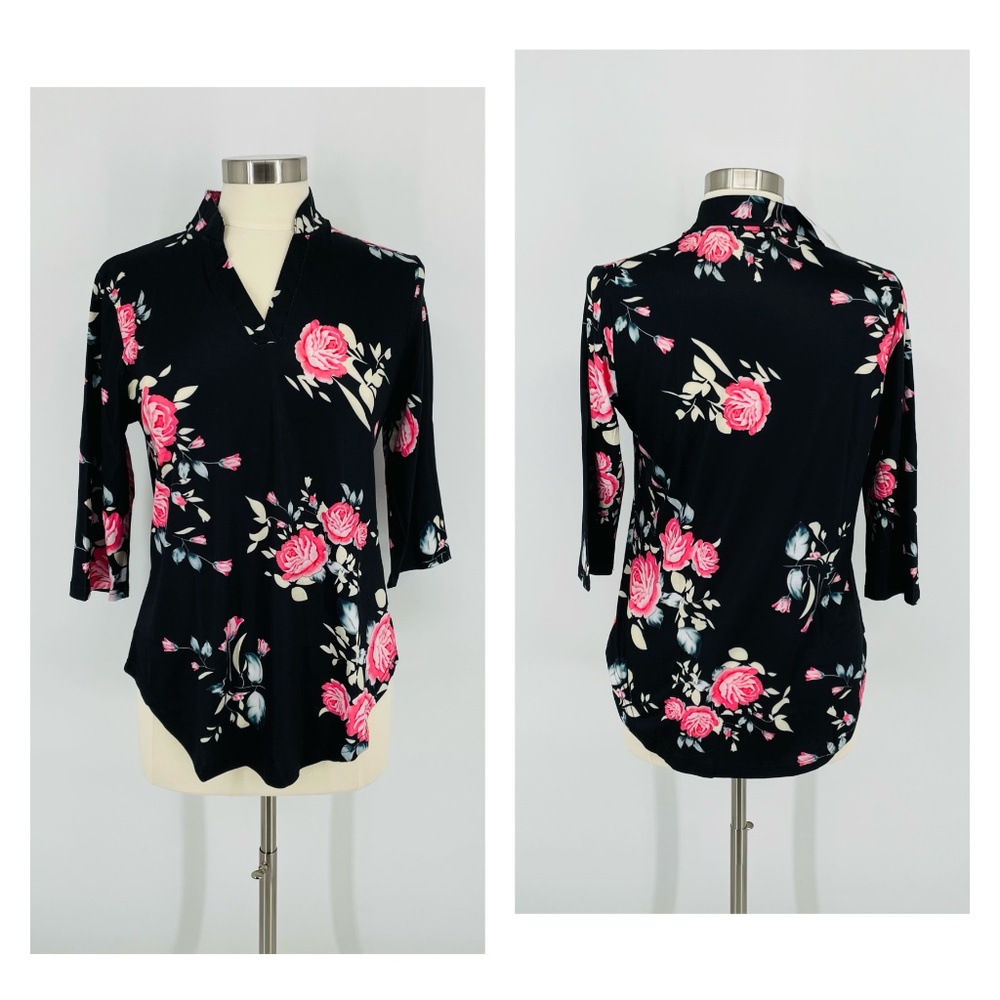 Finyosee Women's 3/4 Sleeve, Floral Print Top C93